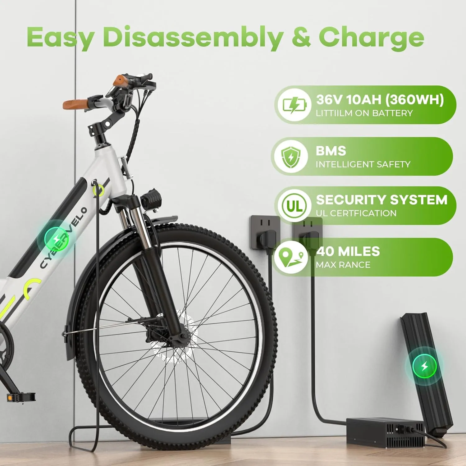 1000 Peak Electric Bike for Adults,up 80 Miles Removable Battery Ebike, 26" Electric E Bike with 7-Speed,Adult Electric Bicycles for Commute Beach Snow White Womens All Terrain