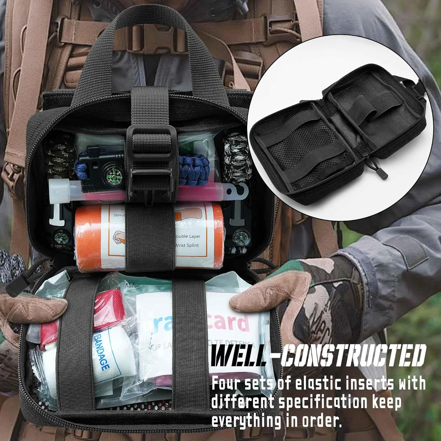 1000D Laser Cut Ifak Pouch, Upgrade Tactical Molle Rip Away EMT First Aid Ifak Pouches Medical Empty Bag for Duty Belt Backpack Vest
