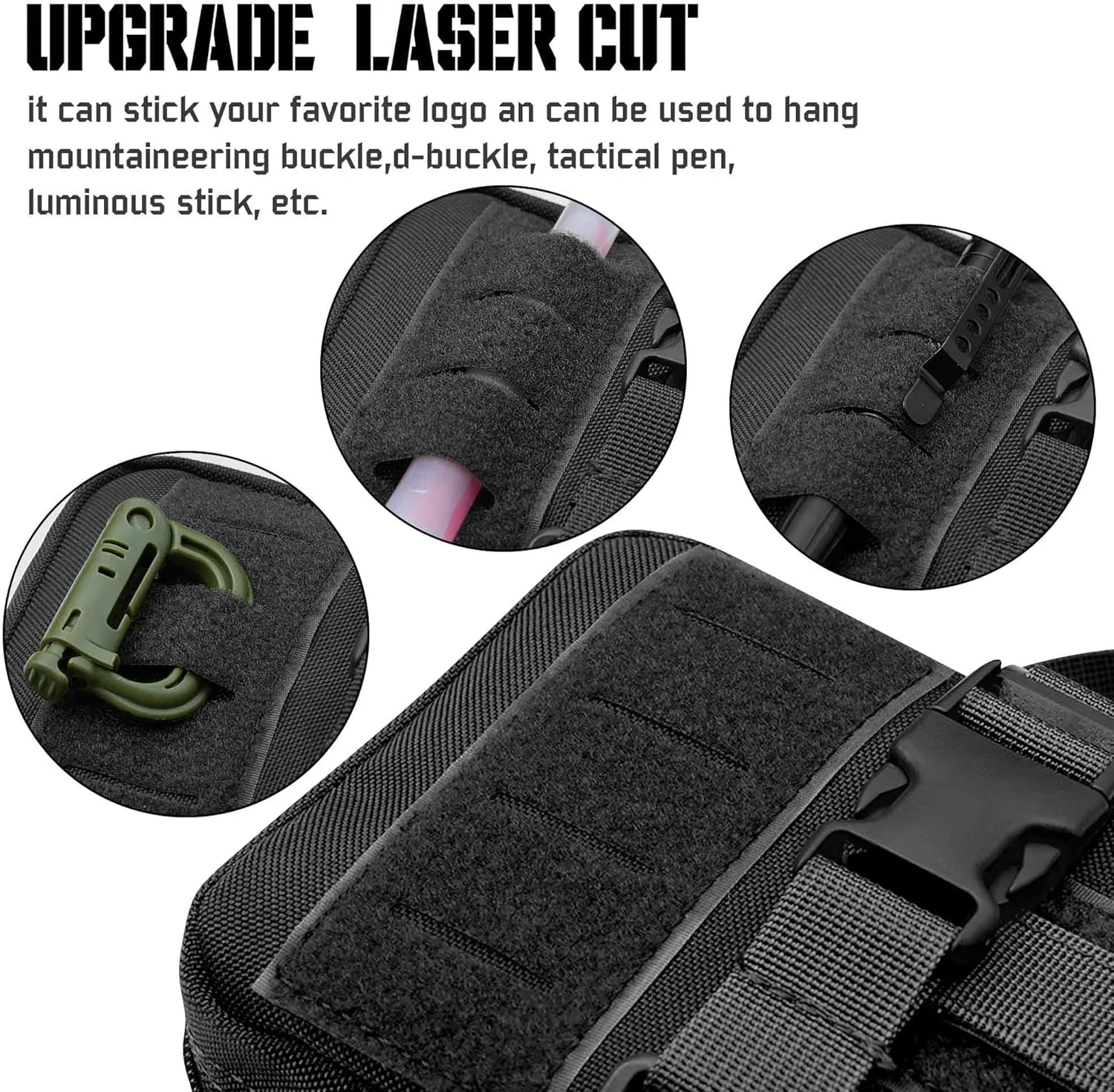 1000D Laser Cut Ifak Pouch, Upgrade Tactical Molle Rip Away EMT First Aid Ifak Pouches Medical Empty Bag for Duty Belt Backpack Vest