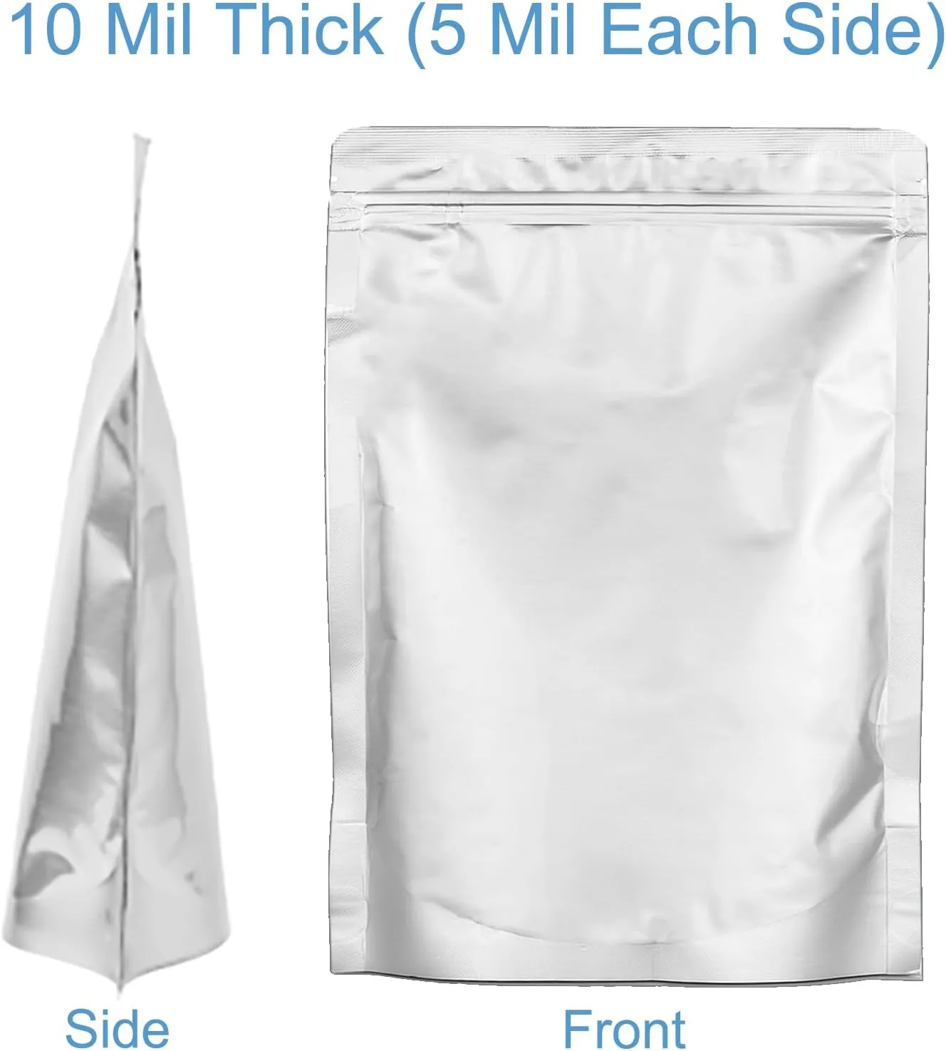 100pcs Half Pint Mylar Bags - Extra Thick 10 Mil - 4"x6" Stand-Up Zipper Pouches, Resealable and Heat Sealable Vacuum Sealing Small Mylar Bags for Long Term Food Storage