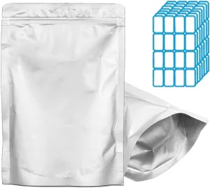 100pcs Half Pint Mylar Bags - Extra Thick 10 Mil - 4"x6" Stand-Up Zipper Pouches, Resealable and Heat Sealable Vacuum Sealing Small Mylar Bags for Long Term Food Storage