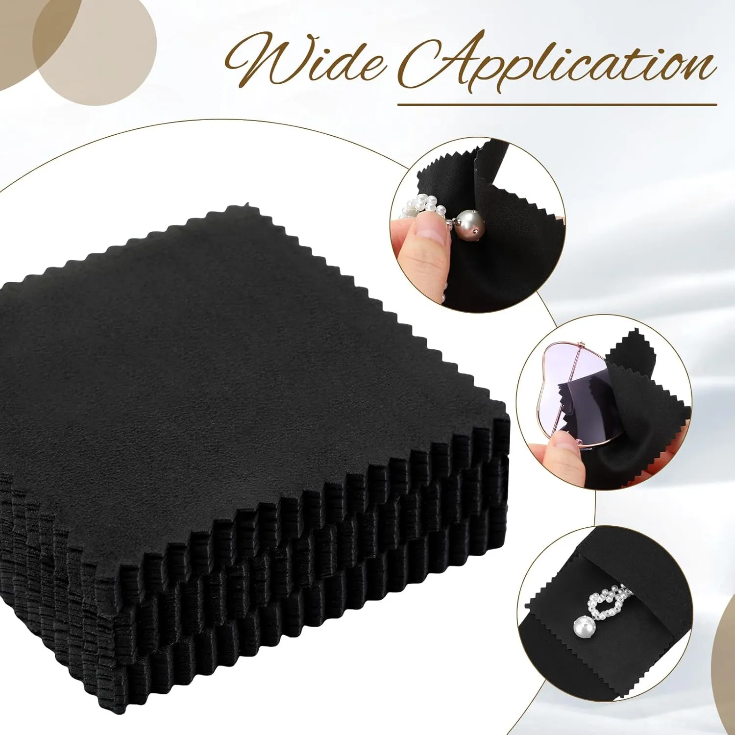 120 Pcs Microfiber Jewelry Pouch 8x8cm Packaging Bag Luxury Gift Fixed Strap Envelope Style Packaging with Cleaning Cloth(Black)