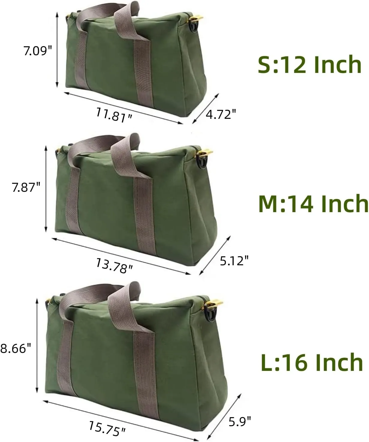 14 Inch Wide Mouth Tool Bag, Heavy Duty Canvas Tool Storage Bag for Men, Large Capacity Tool Tote Bag for Electricians, Power Tool Organizer Pouch