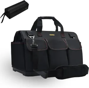 15-inch Heavy Duty Bottom Tool Bag With Wide Mouth for Tool Storage, Carrier and Organizer, Tool Bag for Men, Wide Mouth Tool Bag with Inside Pockets (15 Inch)