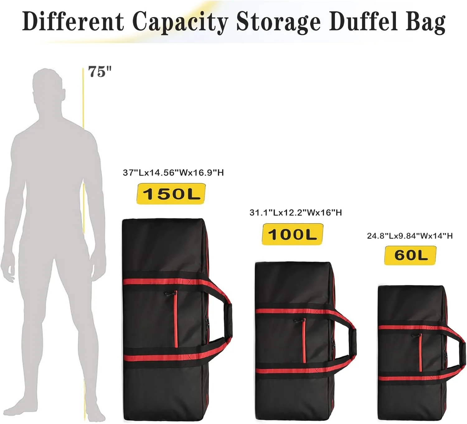150L Large Duffle Bag for Travel 37” Diffle Bag for Overnight Weekender Camping, Storage for Men Women, Armygreen