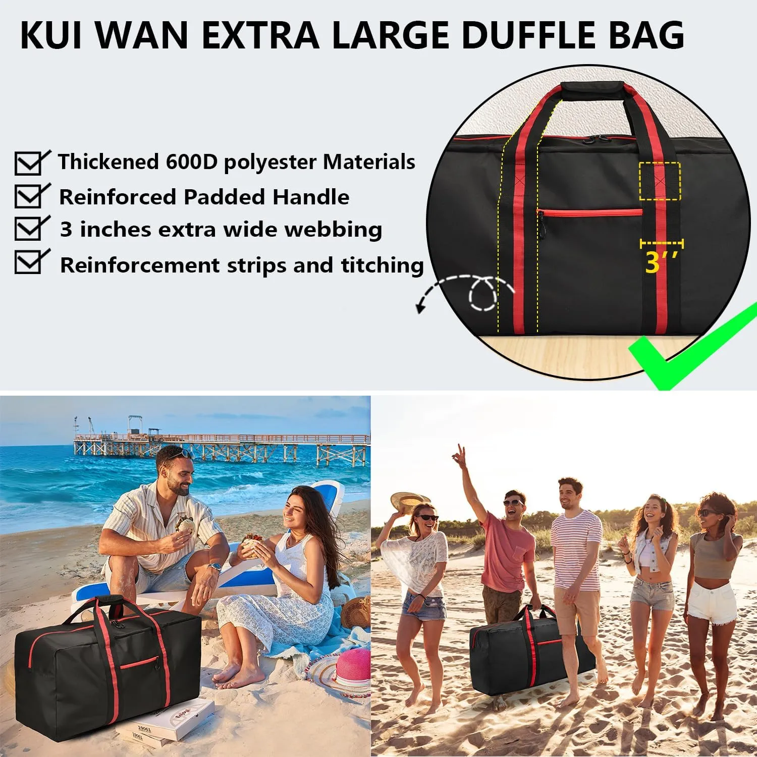 150L Large Duffle Bag for Travel 37” Diffle Bag for Overnight Weekender Camping, Storage for Men Women, Armygreen