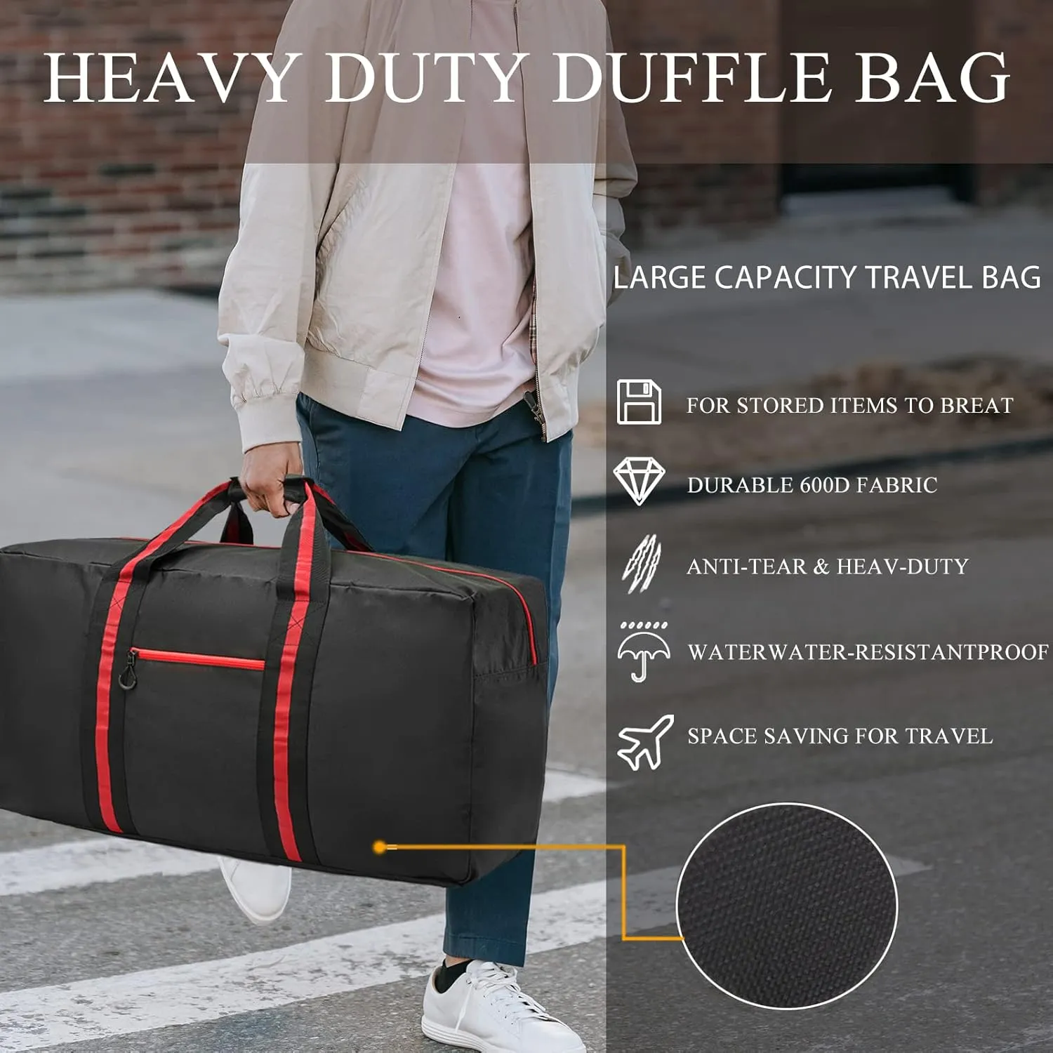 150L Large Duffle Bag for Travel 37” Diffle Bag for Overnight Weekender Camping, Storage for Men Women, Armygreen