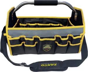 16" Open Top Tool Tote, 1680D Durable Tool Organizer for Plumber, Electrician, HVAC Technicians. Trade Professionals Tool Bag, Tool Bag with Detachable Strap (Yellow with SS Handle, 16 Inches)