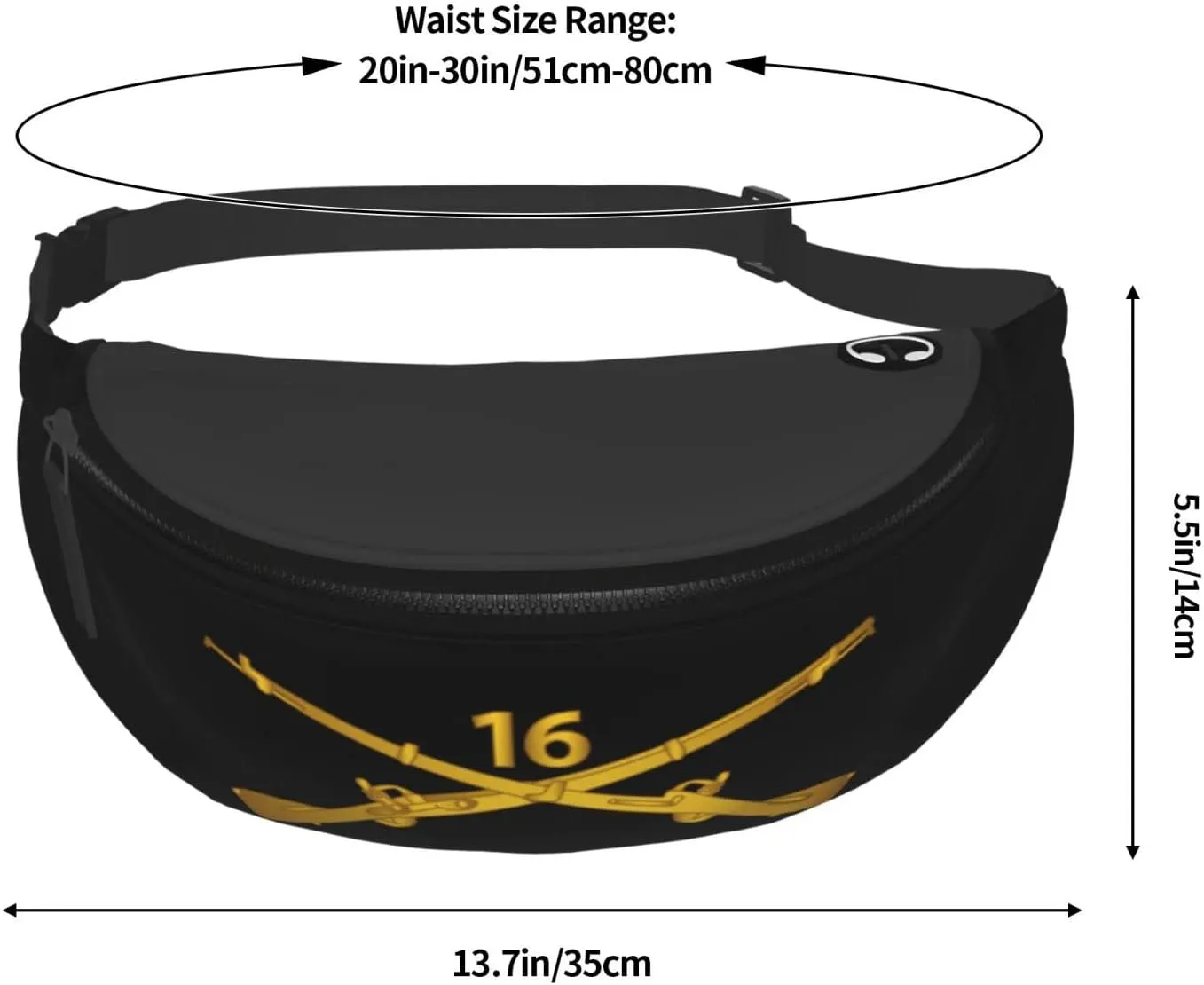 16th Infantry Regiment Branch Waist Bag Men's and Women's Adjustable Travel Chest Pack Outdoor Running Waist Bag