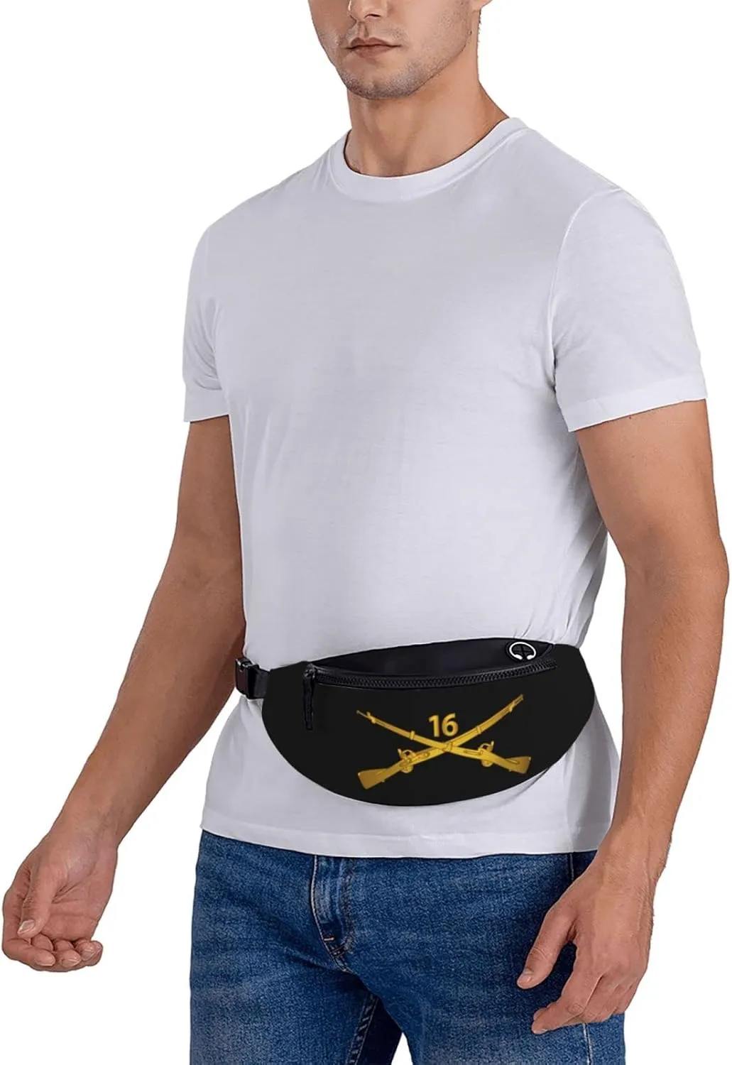 16th Infantry Regiment Branch Waist Bag Men's and Women's Adjustable Travel Chest Pack Outdoor Running Waist Bag