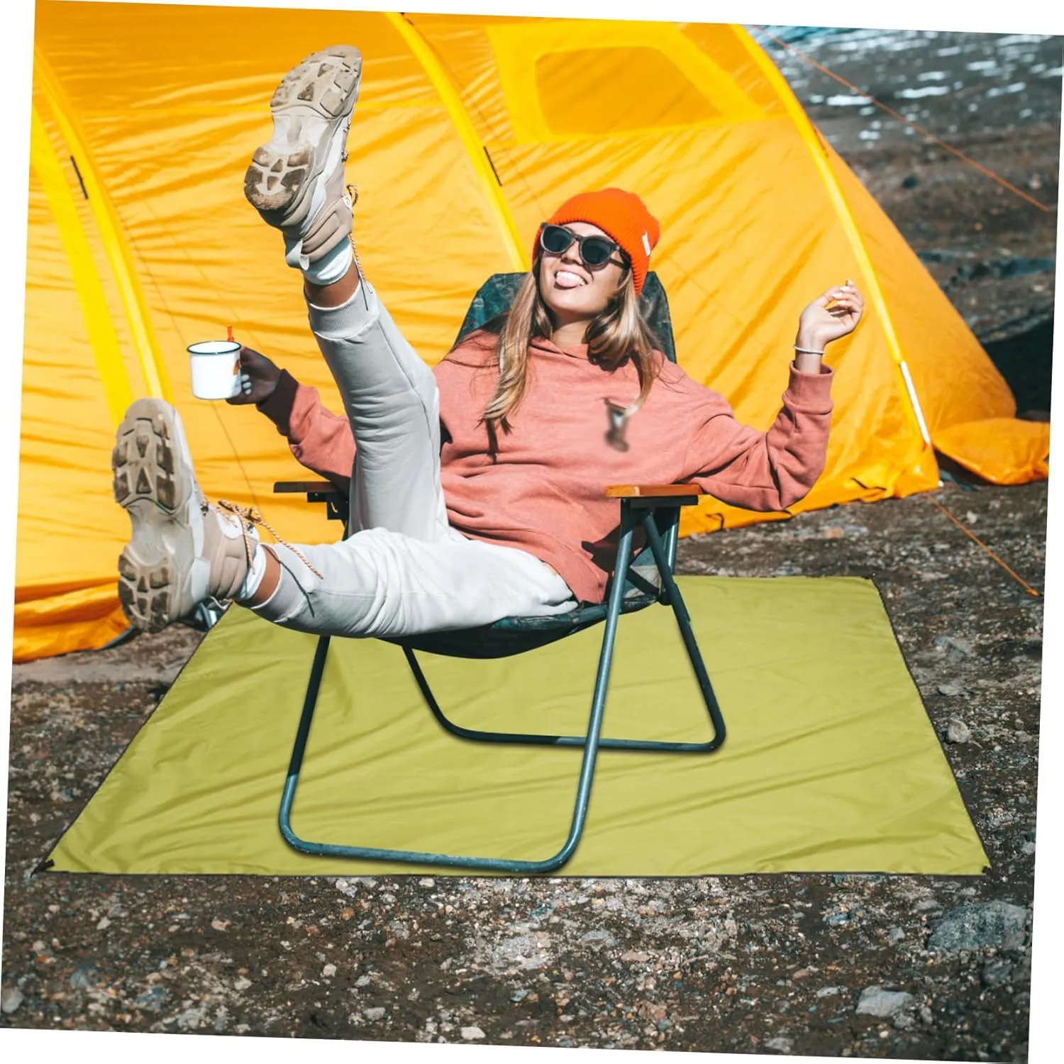 1pc Oxford Cloth Ground Mat Portable Camping Blanket for Beach Hiking and Outdoor Activities Uv Lightweight Easy to Carry Army Green