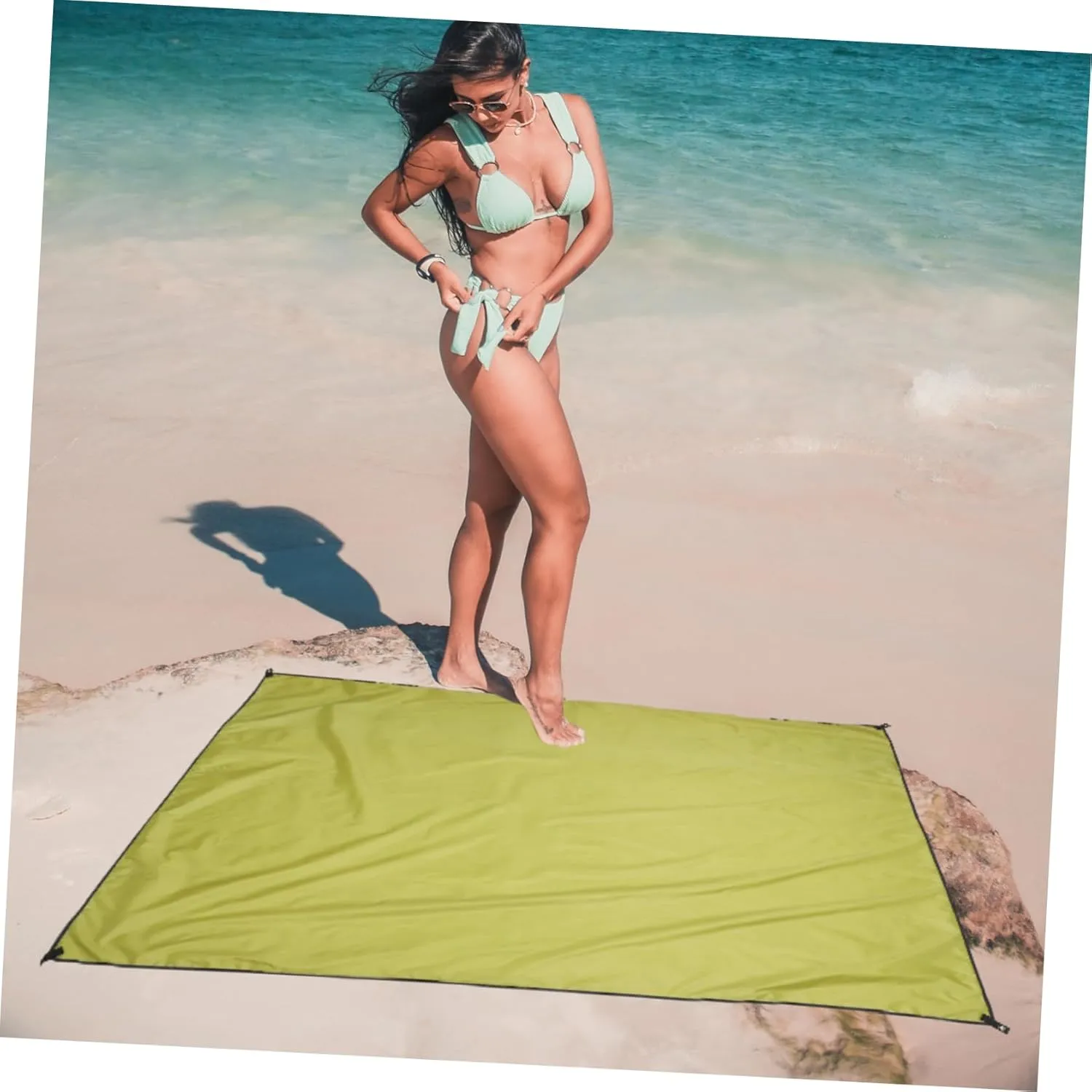 1pc Oxford Cloth Ground Mat Portable Camping Blanket for Beach Hiking and Outdoor Activities Uv Lightweight Easy to Carry Army Green