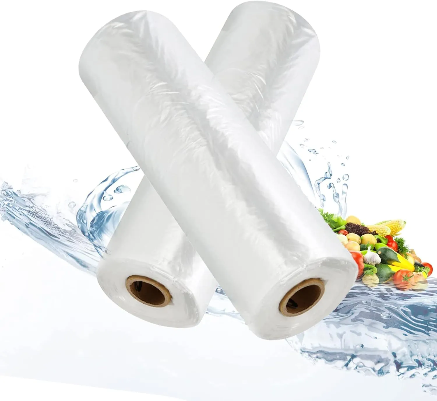 2 Pack 12 x 20 Plastic Produce Bags, 700 Bags Per Roll, Transparent, 0.5mil Thickness, Ideal for Fruits, Vegetables, Bread, Grocery Storage