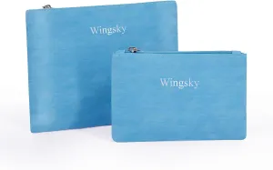 2 Pack Makeup Bag Set, Cosmetic Pouches for Purse, Portable and Stylish Travel Toiletry Bags for Women, Travel Cosmetic Bags for Women (Sky Blue, 9x7 inch)