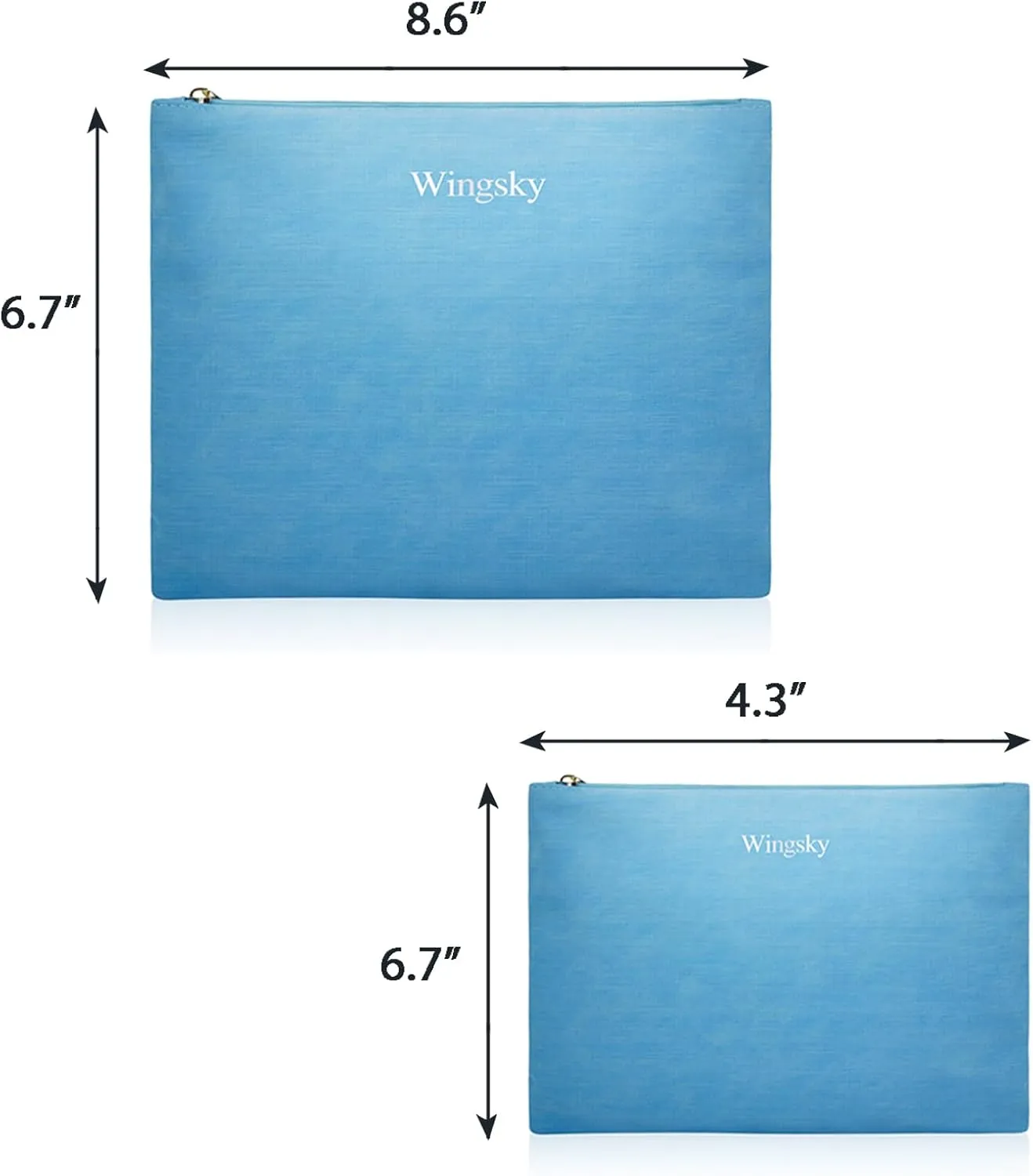 2 Pack Makeup Bag Set, Cosmetic Pouches for Purse, Portable and Stylish Travel Toiletry Bags for Women, Travel Cosmetic Bags for Women (Sky Blue, 9x7 inch)