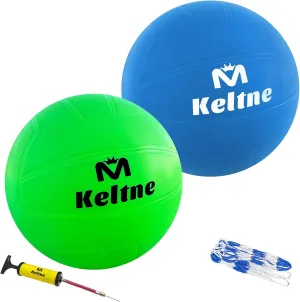 2 Pack Pool Water Volleyballs, Size 5 Soft Indoor Outdoor Waterproof Volleyballs with Ball Pump and Net for Kids Adults, Pool Lake Toys Great for Swimming Pool Beach Lawn Volleyball Games.