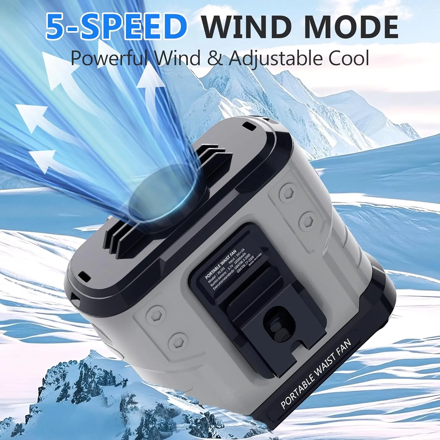 2025 Upgraded 10000mAh Waist Fan, Portable Waist Clip Fan 5 Speeds 40H Runtime, Hands-Free Neck Fan with Flashlight Rechargeable, Personal Wearable Cooling Air for Travel, Outdoor, Camping, Jobsite