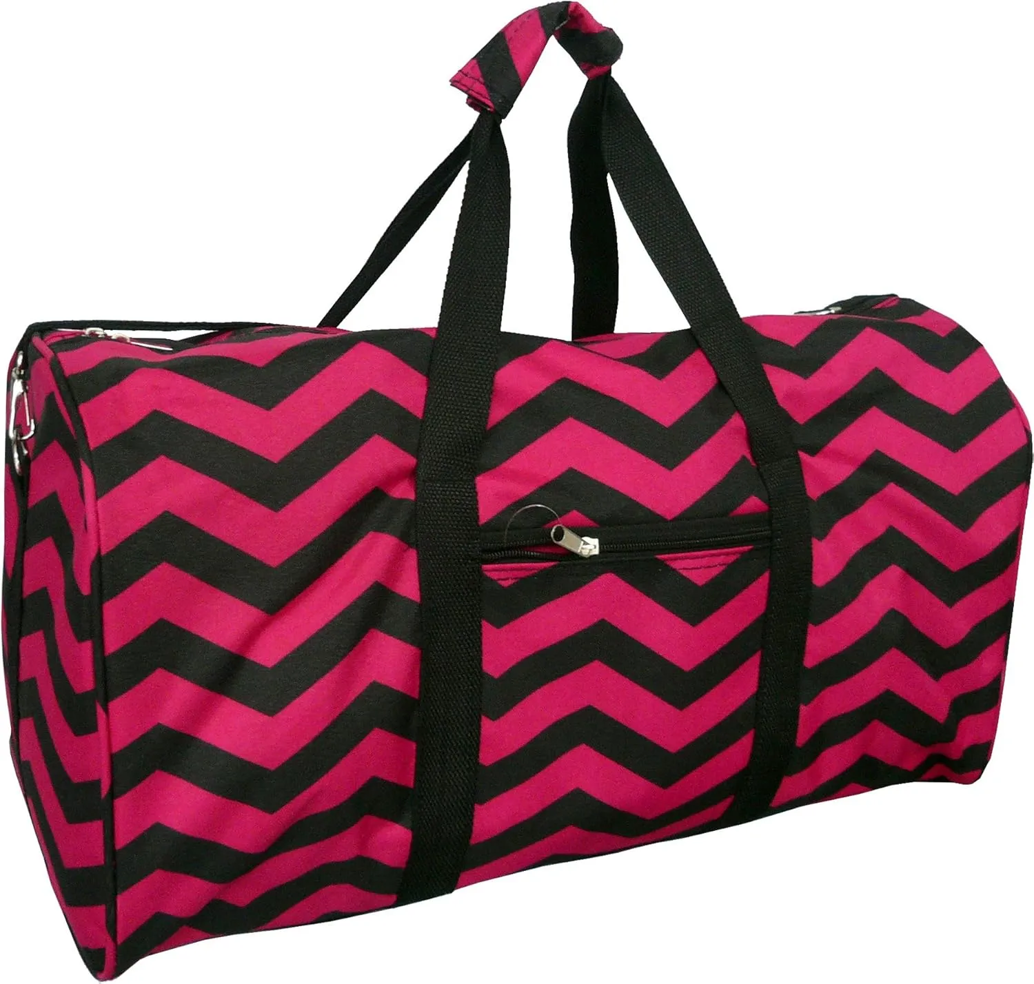 22 Inch Carry On Duffel Bag | Gym or Dance Bag by Unique Traveler (Chevron-Black and Burgundy)