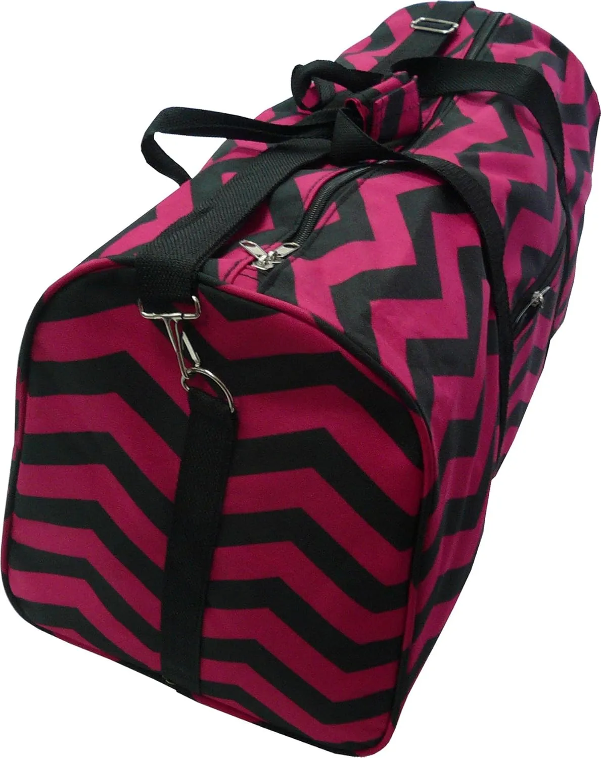 22 Inch Carry On Duffel Bag | Gym or Dance Bag by Unique Traveler (Chevron-Black and Burgundy)