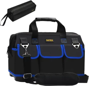 22 Inch Tool Bag, Waterproof Wide Mouth Tool Kit, Heavy Duty Tool Bag Organizer With Shoulder Straps, Tool Storage Package For Men/Women (Blue22IN)