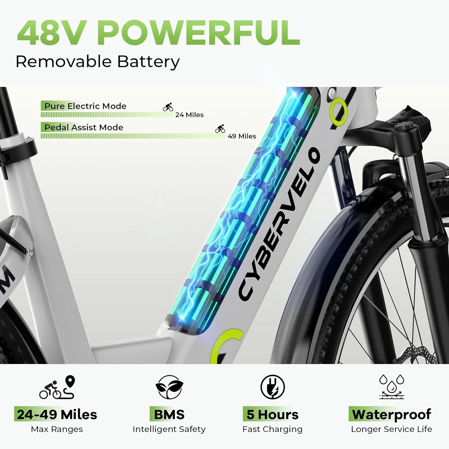 26“ Electric Bike for Adult,1000W Peak, up 80 Miles Removable Battery Ebike,Adult Electric Bicycles for All Terrain,Men Women E Bike, 7-Speed