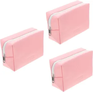 2pcs Cosmetic Bag Make up Organizer Bag Toiletry Bags Travel Makeup Pouch Pu Miss Storage Box, Pinkx3pcs, 19X6X12.5CMx3pcs