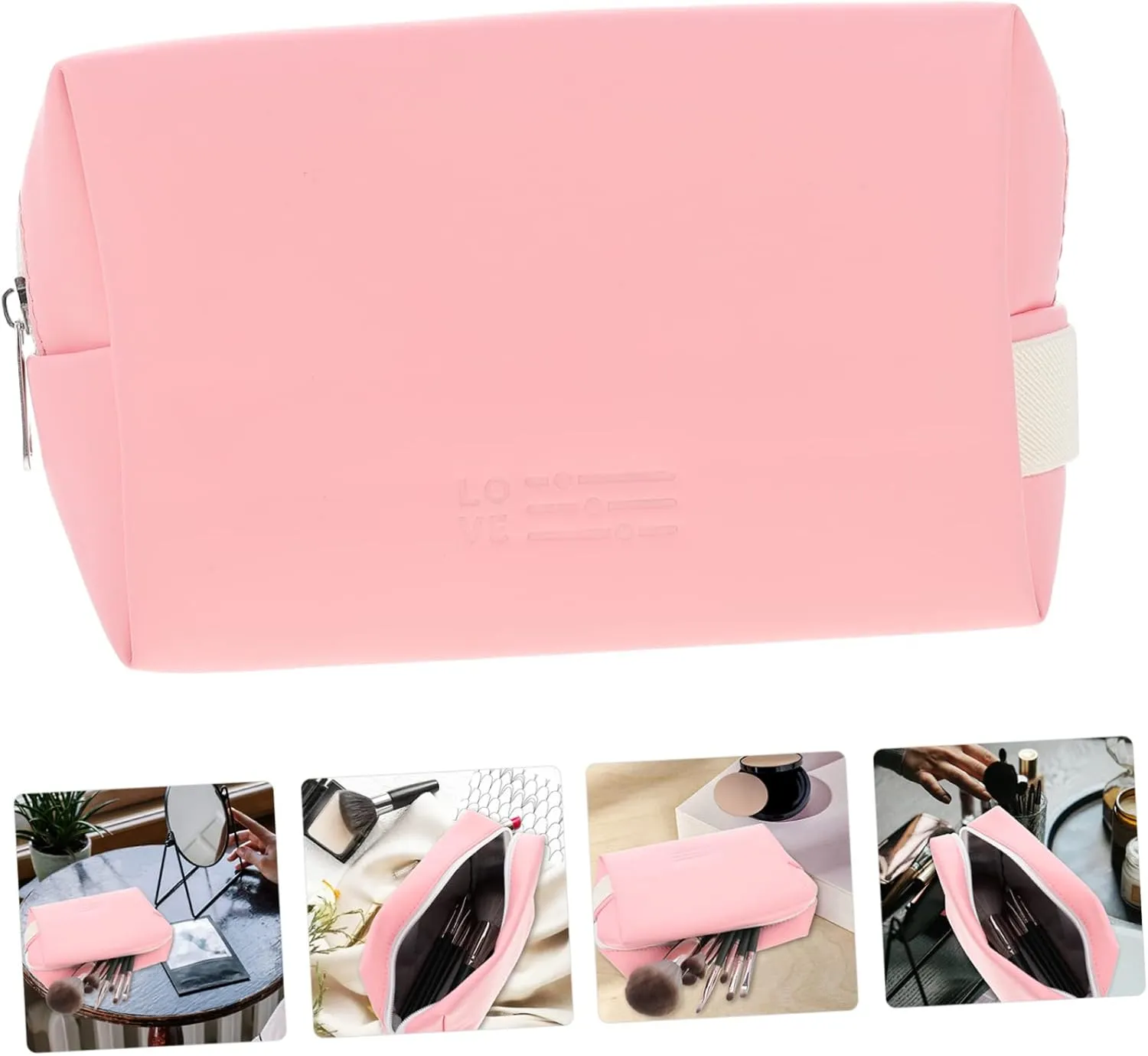 2pcs Cosmetic Bag Make up Organizer Bag Toiletry Bags Travel Makeup Pouch Pu Miss Storage Box, Pinkx3pcs, 19X6X12.5CMx3pcs