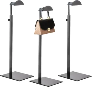 3 Pack - Stainless Steel Purse Display Stand, 370-600mm Adjustable Height Hanging Handbag Rack Appropriate for Boutique Store, Black