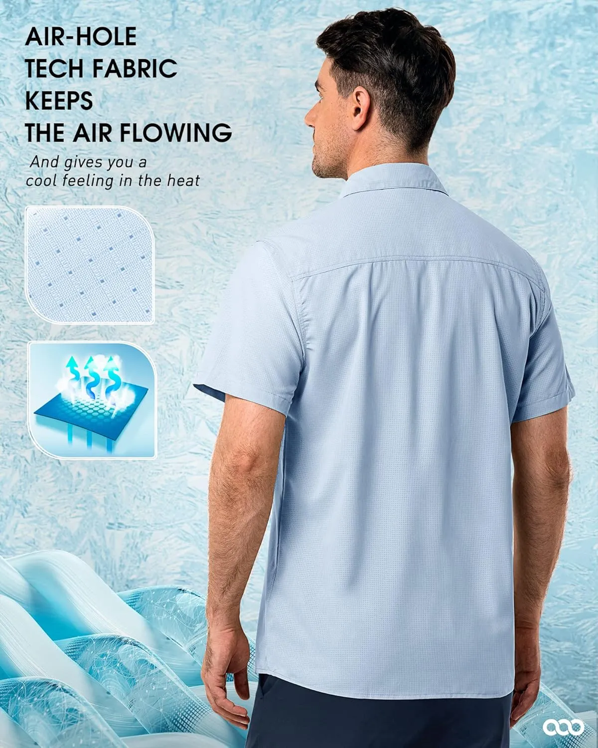 33,000ft Men's UPF 50  UV Short Sleeve Hiking Fishing Shirt Quick Dry Cooling PFG Sun Protection Shirt for Travel Safari