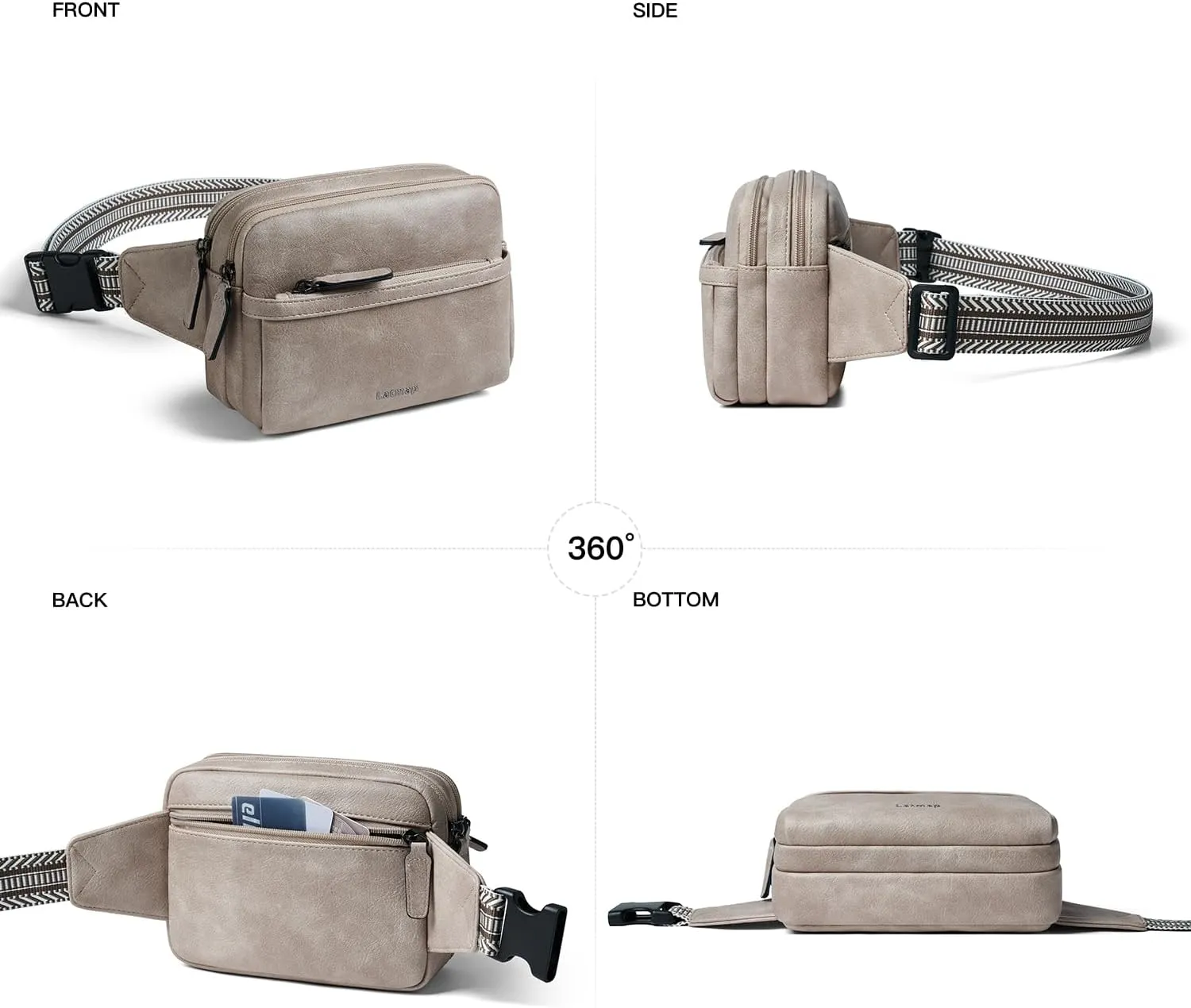 3L Fanny Packs Belt Bag for Women Small Everywhere Crossbody Bag Waist Bag Faux Leather Sling Chest Bag Purse