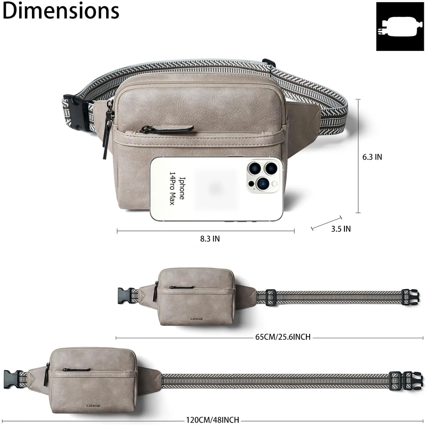 3L Fanny Packs Belt Bag for Women Small Everywhere Crossbody Bag Waist Bag Faux Leather Sling Chest Bag Purse