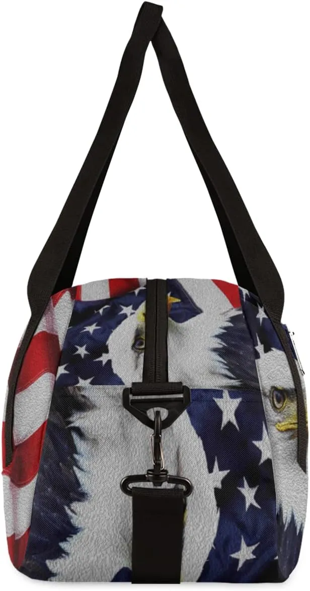 4th of July American Eagles Independence Day Kids Duffel Bag for Girls Boys, Oil Painting Dance Bag Overnight Small Duffel Bag Carry On Weekend Sports Travel Bag for School Practice Gymnastics Ballet