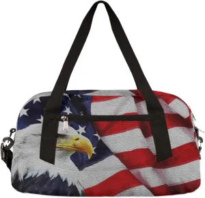 4th of July American Eagles Independence Day Kids Duffel Bag for Girls Boys, Oil Painting Dance Bag Overnight Small Duffel Bag Carry On Weekend Sports Travel Bag for School Practice Gymnastics Ballet