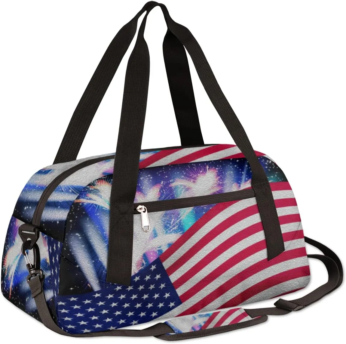 4th Of July American Independence Day Kids Duffel Bag for Girls Boys Teens, Oil Painting Dance Bag Overnight Small Duffel Bag Carry On Weekend Sports Gym Travel Bag for School Practice Gymnastics Ballet