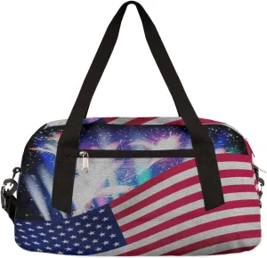 4th Of July American Independence Day Kids Duffel Bag for Girls Boys Teens, Oil Painting Dance Bag Overnight Small Duffel Bag Carry On Weekend Sports Gym Travel Bag for School Practice Gymnastics Ballet