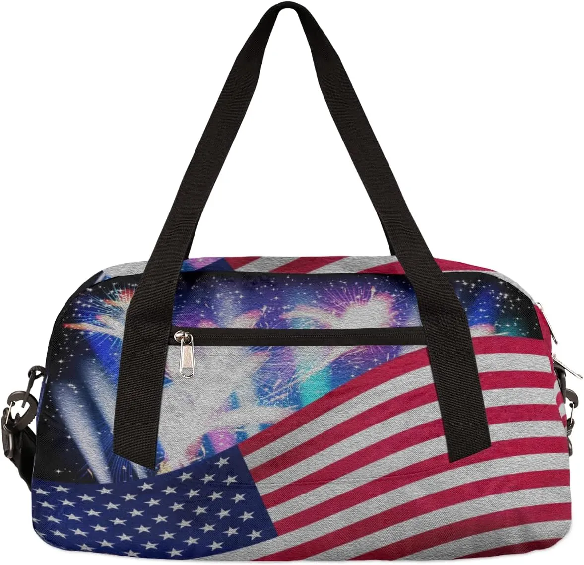 4th Of July American Independence Day Kids Duffel Bag for Girls Boys Teens, Oil Painting Dance Bag Overnight Small Duffel Bag Carry On Weekend Sports Gym Travel Bag for School Practice Gymnastics Ballet