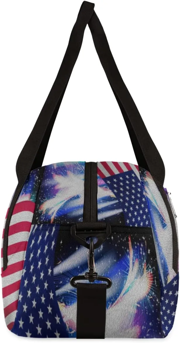 4th Of July American Independence Day Kids Duffel Bag for Girls Boys Teens, Oil Painting Dance Bag Overnight Small Duffel Bag Carry On Weekend Sports Gym Travel Bag for School Practice Gymnastics Ballet