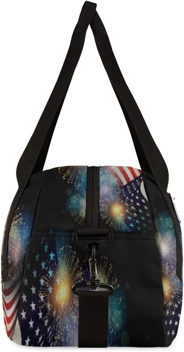 4th Of July Memorial Day Kids Duffel Bag for Girls Boys Teens, Independence Day Dance Bag Overnight Small Duffel Bag Carry On Weekend Sports Gym Travel Bag for School Practice Gymnastics Ballet