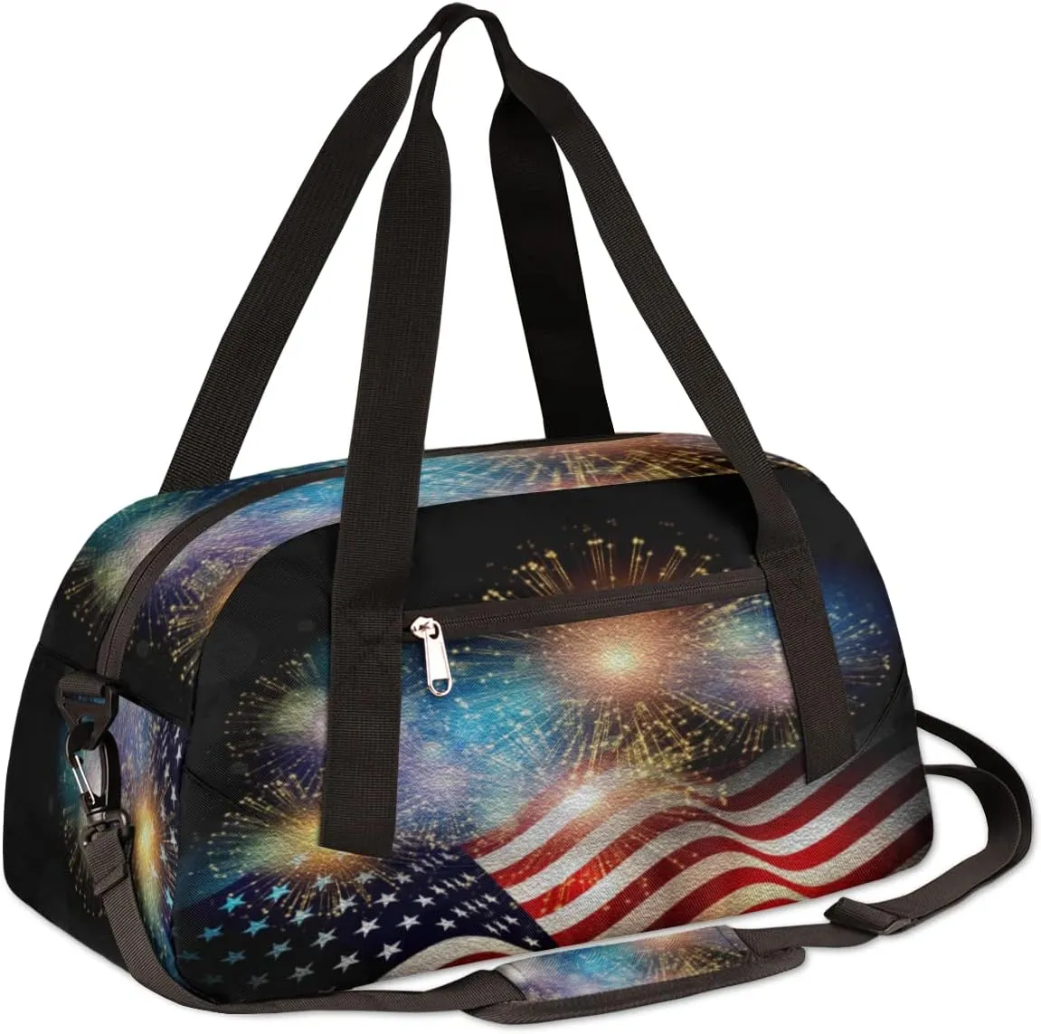 4th Of July Memorial Day Kids Duffel Bag for Girls Boys Teens, Independence Day Dance Bag Overnight Small Duffel Bag Carry On Weekend Sports Gym Travel Bag for School Practice Gymnastics Ballet