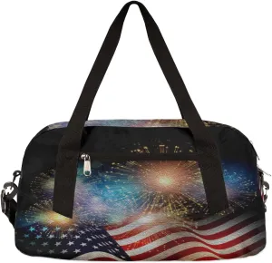 4th Of July Memorial Day Kids Duffel Bag for Girls Boys Teens, Independence Day Dance Bag Overnight Small Duffel Bag Carry On Weekend Sports Gym Travel Bag for School Practice Gymnastics Ballet