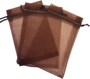 500 Pcs Brown 3x4 Sheer Drawstring Organza Bags - Jewelry Pouches, Wedding Party Favor & Candy Bags [Kyezi Design and Craft]