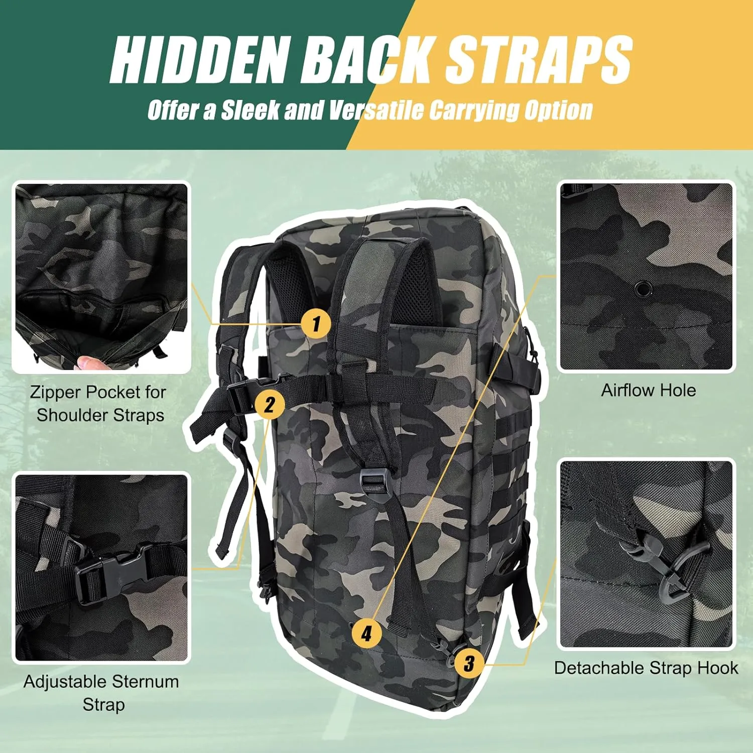 65L Large Travel Duffle Bag Military Tactical Backpack, Army Assault Pack Bug Out Bag Rucksack for Outdoor Sport Hiking Camping with Molle System