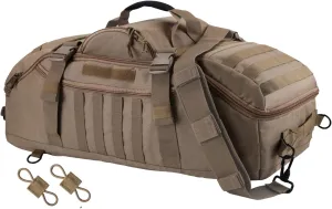 65L Large Travel Gym Duffle Bag Military Tactical Backpack, Army Pack 3 Day Bug Out Bag Rucksack for Outdoor Sport Hiking Camping with Molle System, Coyote
