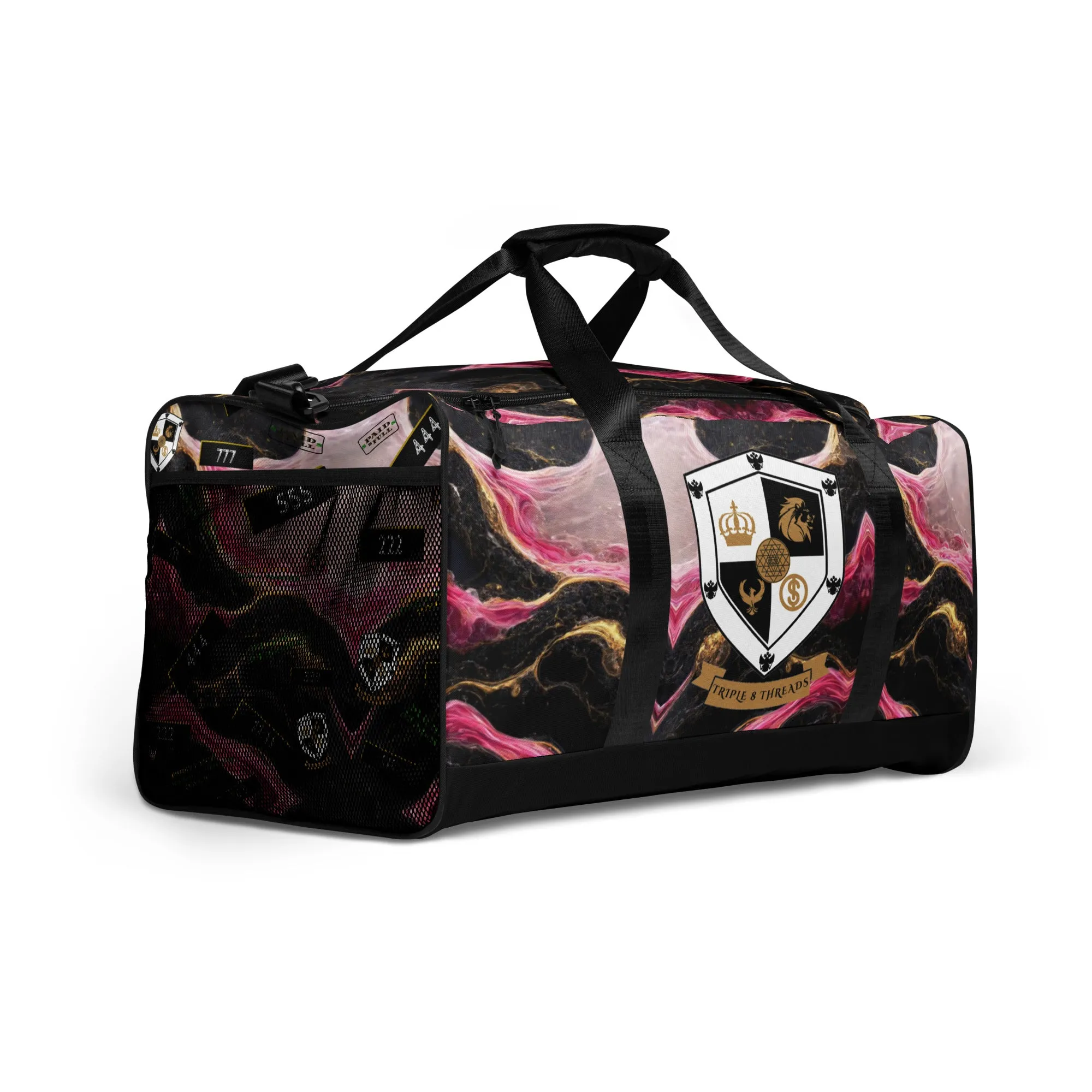 8xquiZit Collection Pynk, Black, N Gold Marble Manifestation Duffle Bag