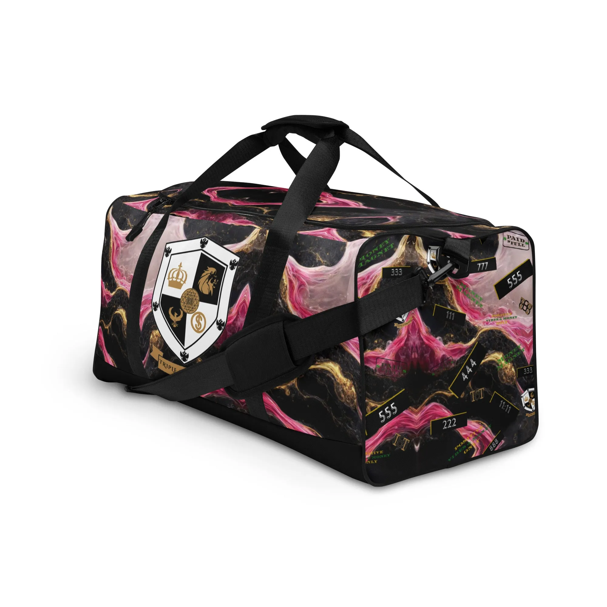 8xquiZit Collection Pynk, Black, N Gold Marble Manifestation Duffle Bag