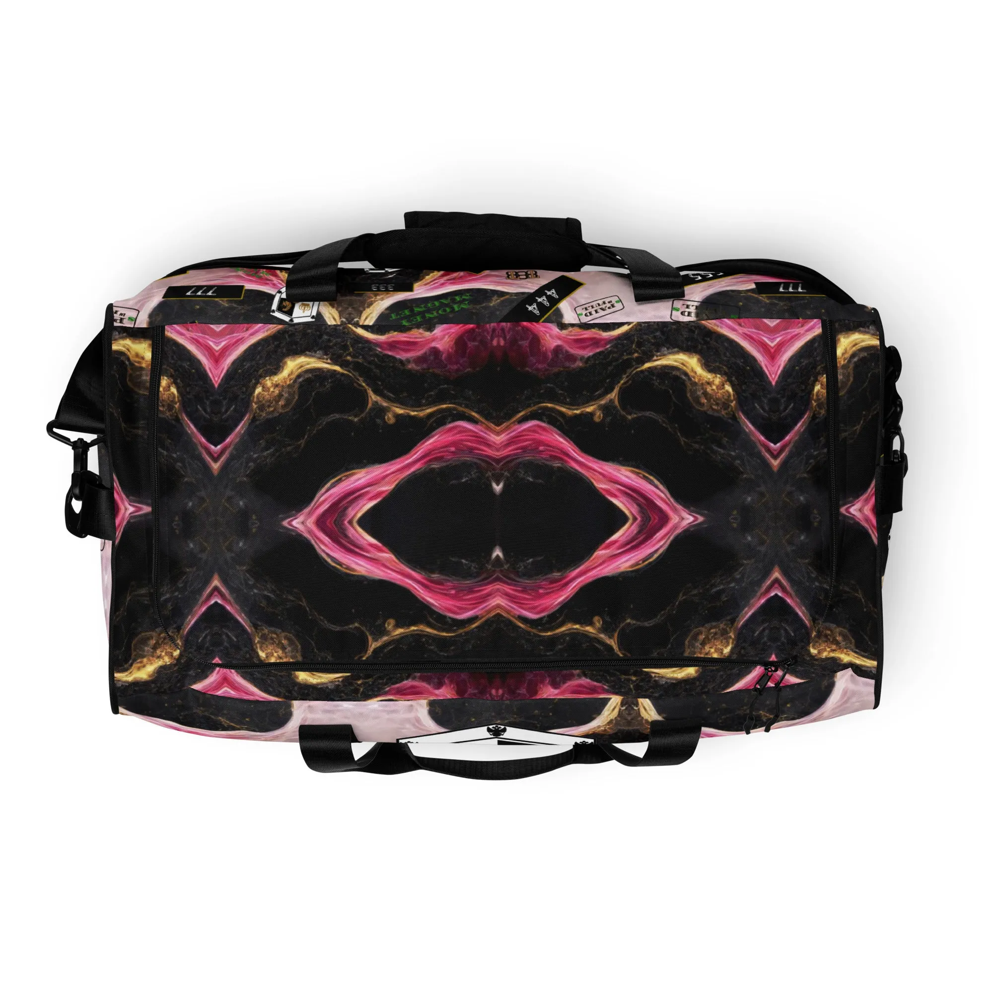 8xquiZit Collection Pynk, Black, N Gold Marble Manifestation Duffle Bag