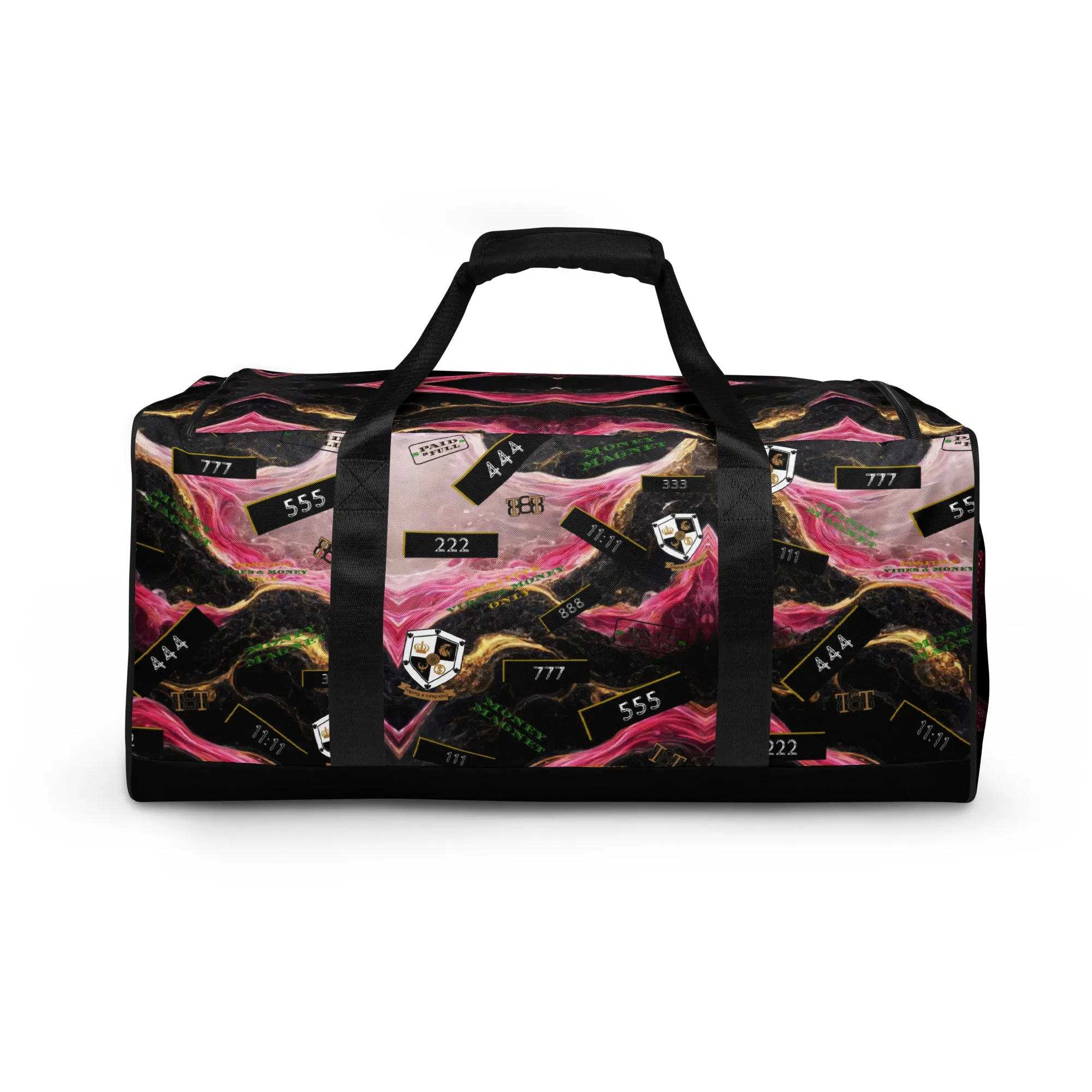 8xquiZit Collection Pynk, Black, N Gold Marble Manifestation Duffle Bag