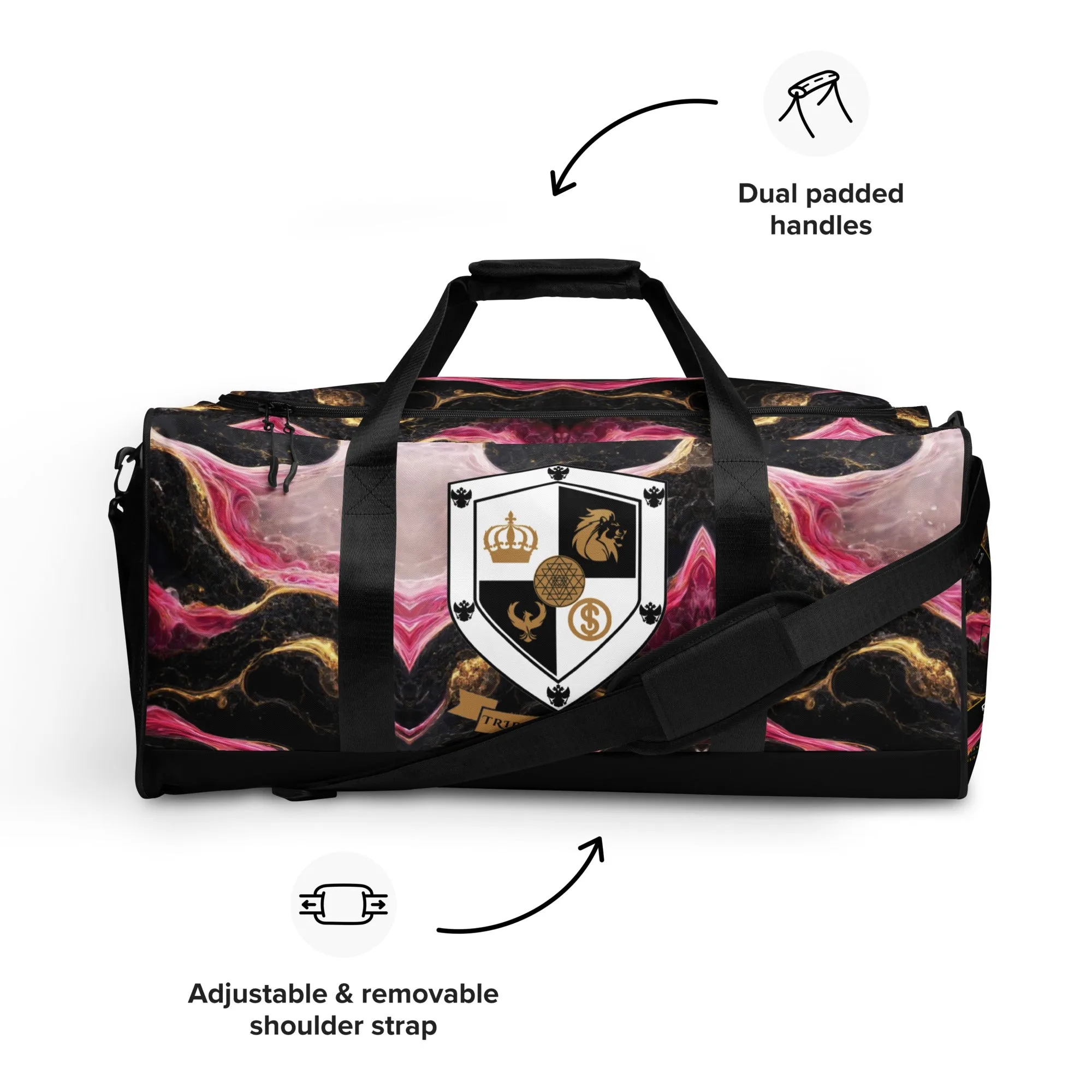 8xquiZit Collection Pynk, Black, N Gold Marble Manifestation Duffle Bag