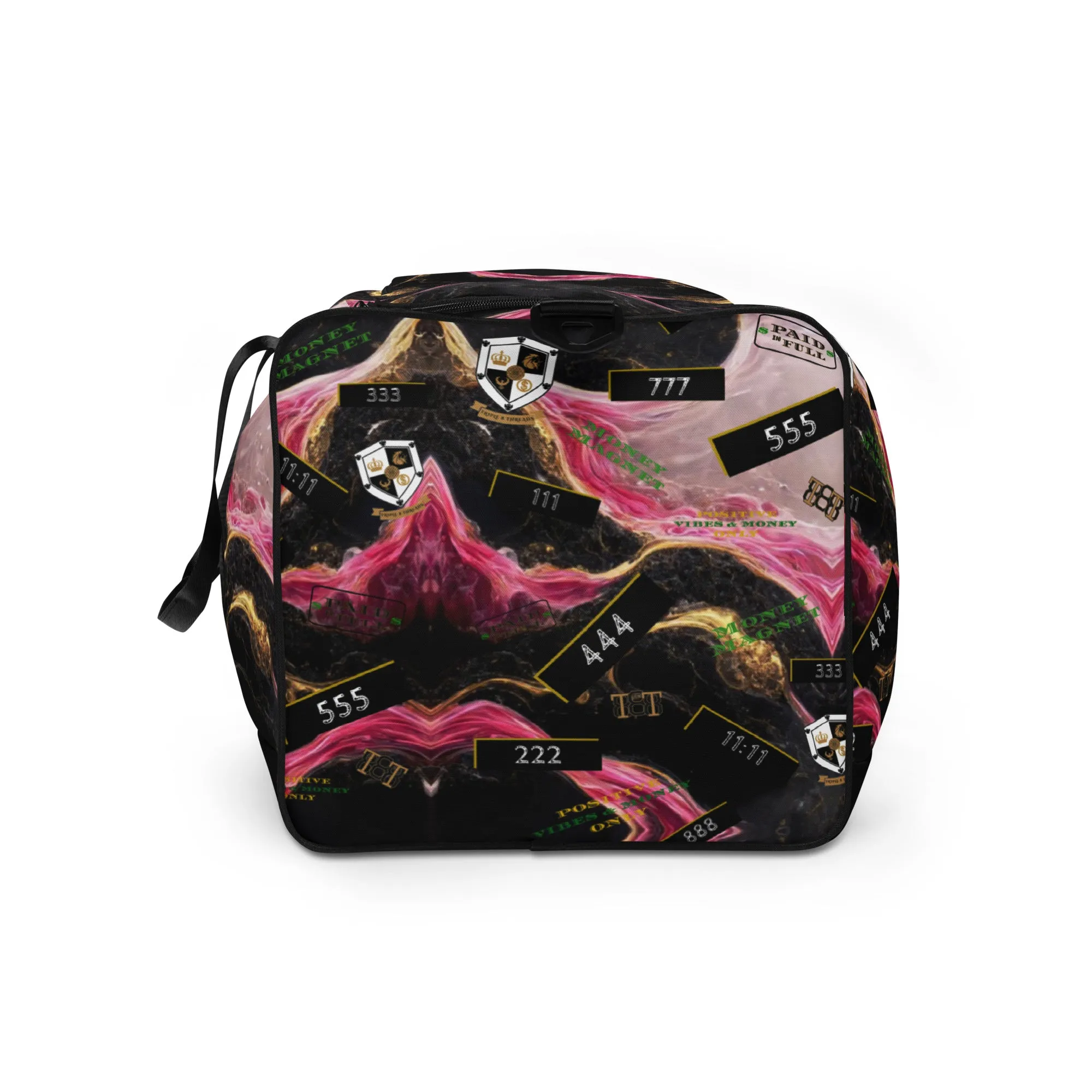 8xquiZit Collection Pynk, Black, N Gold Marble Manifestation Duffle Bag