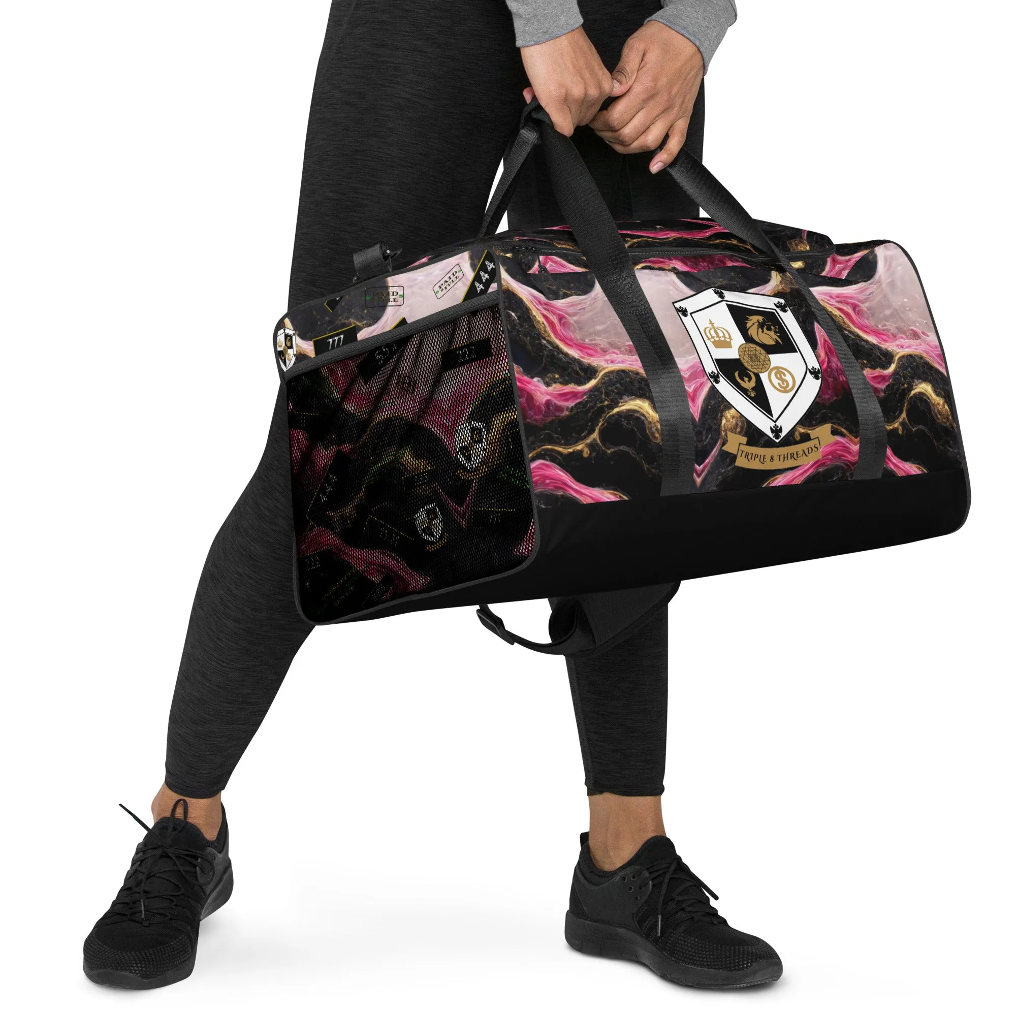8xquiZit Collection Pynk, Black, N Gold Marble Manifestation Duffle Bag